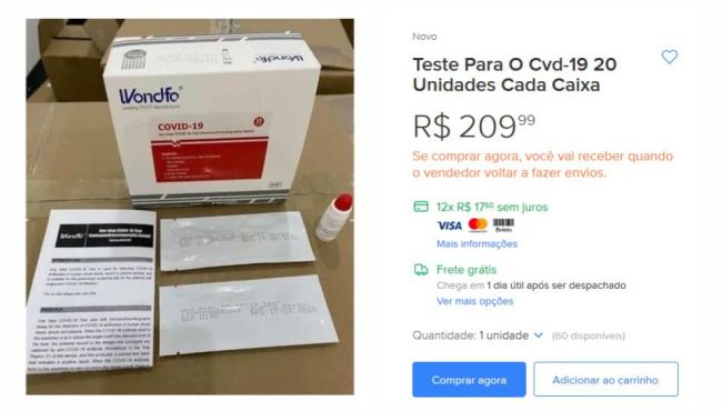 Denúncia: testes rápidos estão sendo vendidos ilegalmente na internet