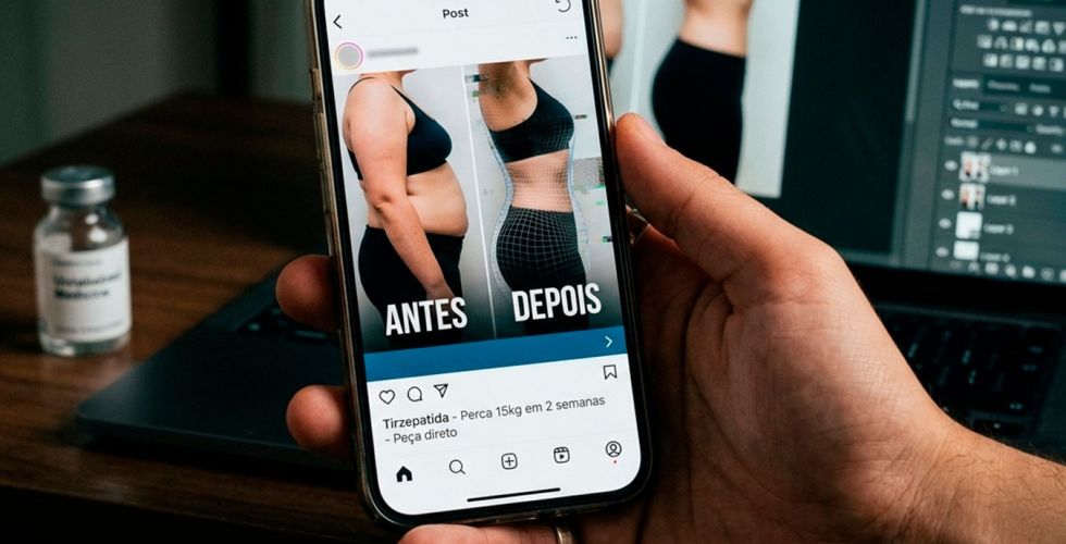 Posts com imagens do antes e depois produzidos com IA alimentam propaganda ilegal de tirzepatida nas redes sociais