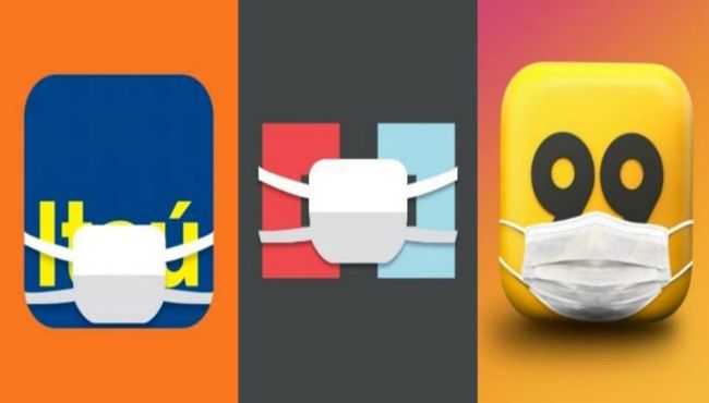 Logotipos de empresas ganham máscaras para conscientização contra o coronavírus