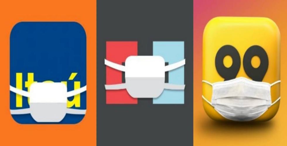 Logotipos de empresas ganham máscaras para conscientização contra o coronavírus