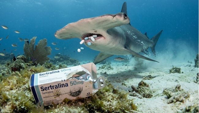 Pesquisadores da UFRJ encontram sertralina no cérebro de tubarões-martelo no Rio