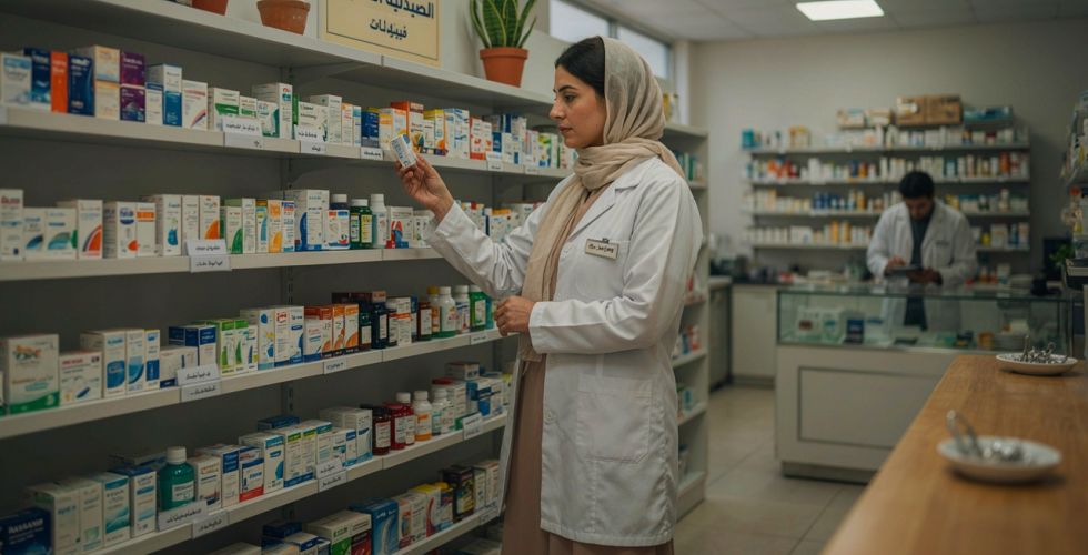 No Iraque, o farmacêutico manipula pomadas no balcão