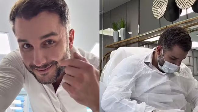 Professor do ICTQ viraliza ao realizar harmonização íntima em si mesmo